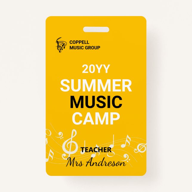 Custom Summer Music Camp Lehrer-ID-Abzeichen Ausweis (Vorderseite)