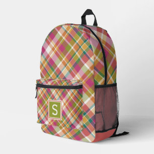 Custom Summer Orange Pink Aquamarin Green Karierte Bedruckter Rucksack