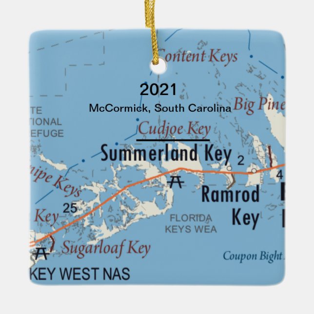 Custom Summerland Key Florida Karte Keramik Orname Keramikornament (Vorderseite)