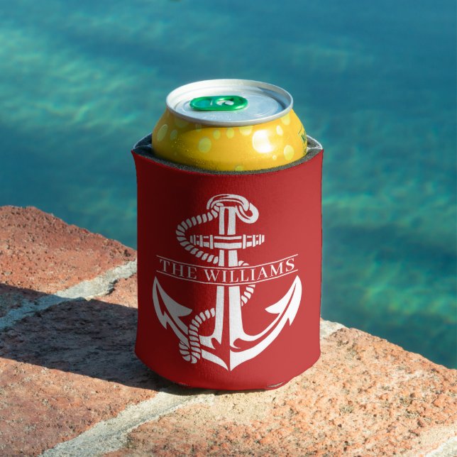 Custom Summerry White Nautical Anchor on Dark Red Dosenkühler (In Situ Pool)