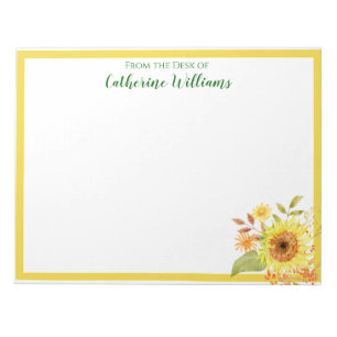 Custom Sunflower Floral Bouquet Emerald Green Notizblock