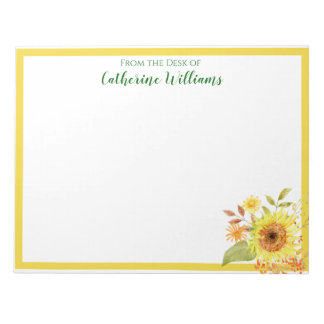 Custom Sunflower Floral Bouquet Emerald Green Notizblock