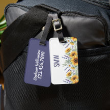 Custom Sunflower Lavender Luggage Tag