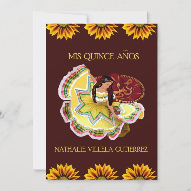 Custom Sunflower Quinceanera Einladungen (Vorderseite)