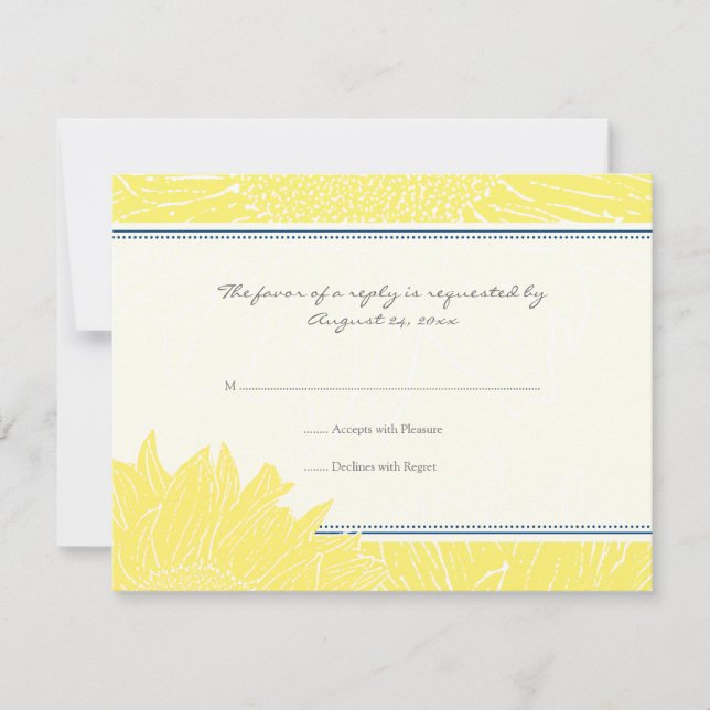 ::custom: Sunflower RSVP Card: Navy & Yellow (Vorderseite)