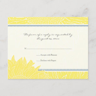 ::custom: Sunflower RSVP Card: Navy & Yellow Karte