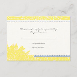 ::custom: Sunflower RSVP Card: Navy&Yellow Karte