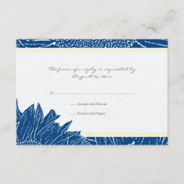 ::custom: Sunflower RSVP Card: Yellow & Nav Karte