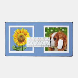 Custom Sunflower und Cavalier Spaniel Dog Foto Schreibtischunterlage