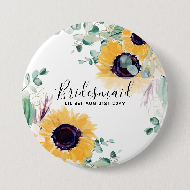 Custom Sunflowers Bridesmaiers Geschenke Hinzufüge Button (Vorderseite)