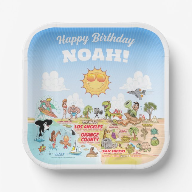 Custom Sunny SoCal Pappteller (Vorderseite)