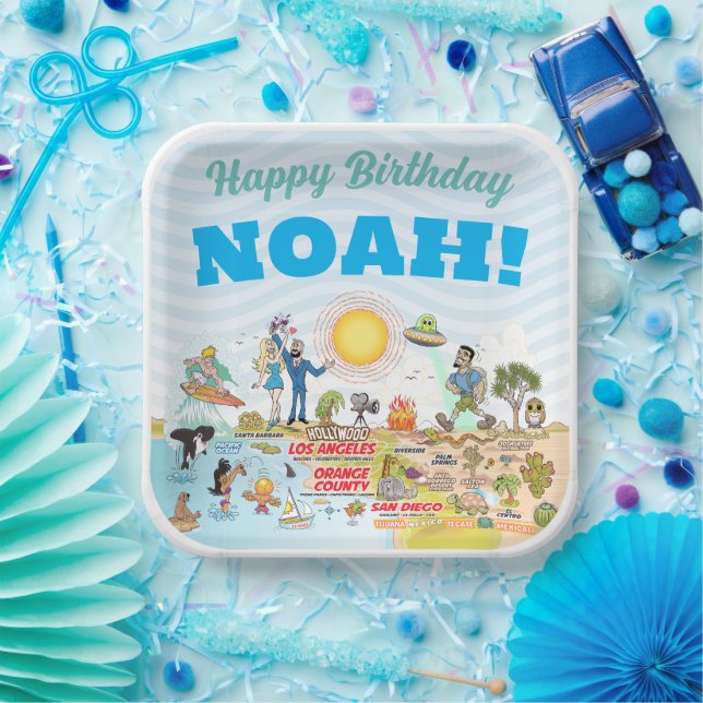 Custom Sunny SoCal Pappteller (Party)