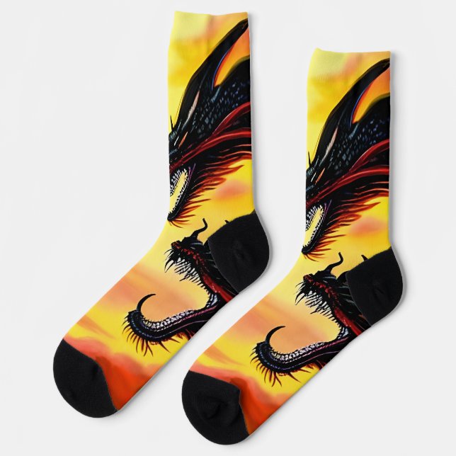 Custom Sunrise of Dragons Crew Socken (Linkes Detail)