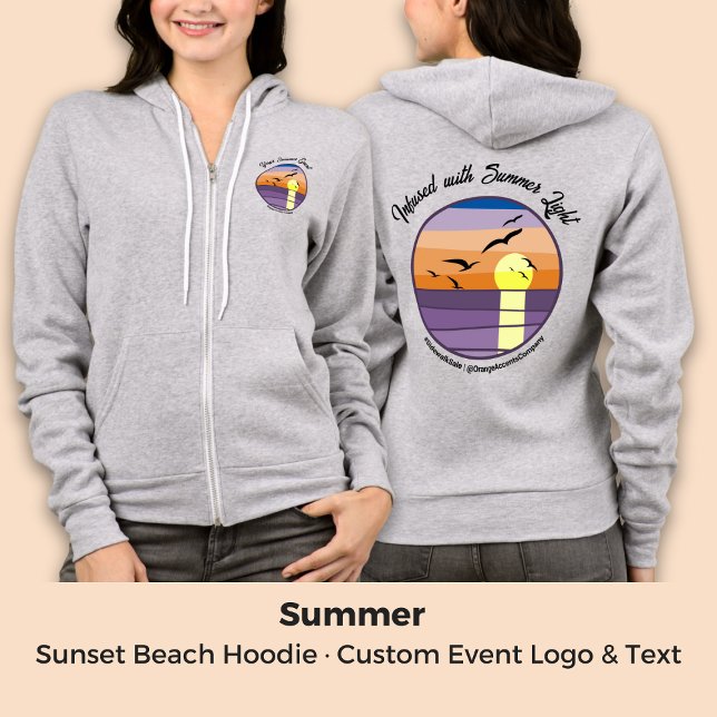 Custom Sunset Beach ・ Veranstaltung und Markenbeze Hoodie (Custom Sunset Beach · Event & Brand Text Hoodie)