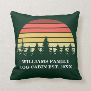 Custom Sunset Log Kabine Lake House Green Kissen