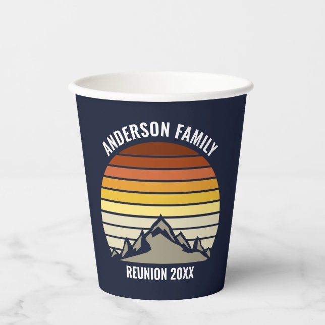 Custom Sunset Mountain Family Wiedersehen Party Pappbecher (Vorderseite)