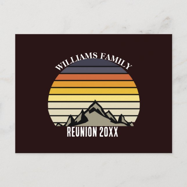 Custom Sunset Mountain Family Wiedersehen Party Postkarte (Vorderseite)