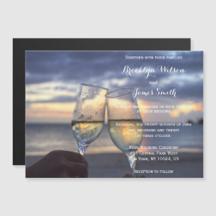 Custom Sunset On Beach Magnet Hochzeitseinladungen