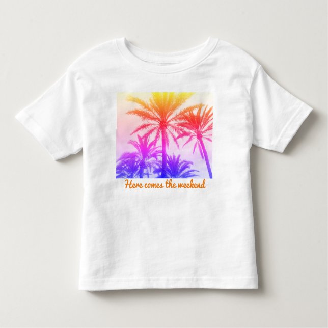 Custom Sunset Palm Tree T - Shirt - Weekend Vibes (Vorderseite)