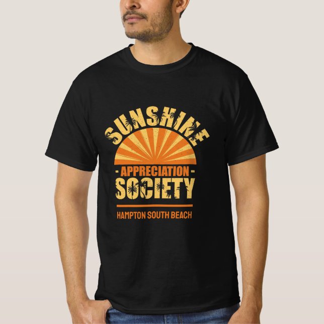 Custom Sunshine Society Summer Beach Black T Shirt (Vorderseite)