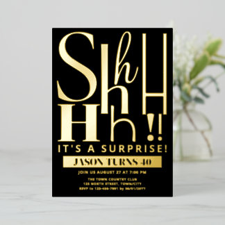 Custom Surprise Birthday Party Invite, Shhh Secret Folieneinladung