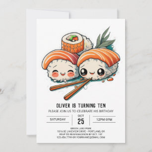 Custom Sushi Adventure Kindergeburtstag Einladung