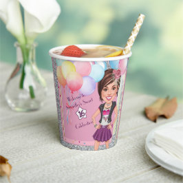 Custom Sweet 16 Karikatur mit Balloons Pappbecher