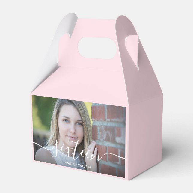 Custom Sweet 16 Pink Foto Geschenkschachtel (Vorderseite)