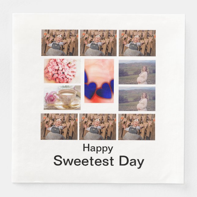 Custom Sweetest Day 11 Foto Collage Serviette (Vorderseite)