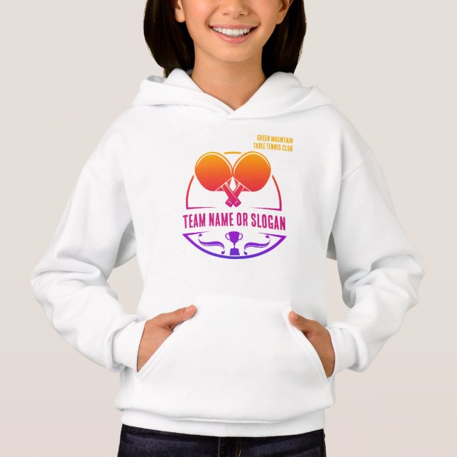 Custom Table Tennis Team Name Club Hoodie (Vorderseite)