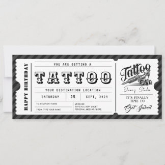 Custom Tattoo Geschenkkarte Ticket Gutschein Einladung