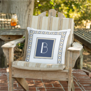 Custom Taupe Beige Dark Blue Punkt Art Muster Kissen