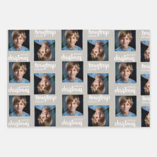 Custom Taupe Weihnachts Foto Wrapping Paper Sheets Geschenkpapier Set