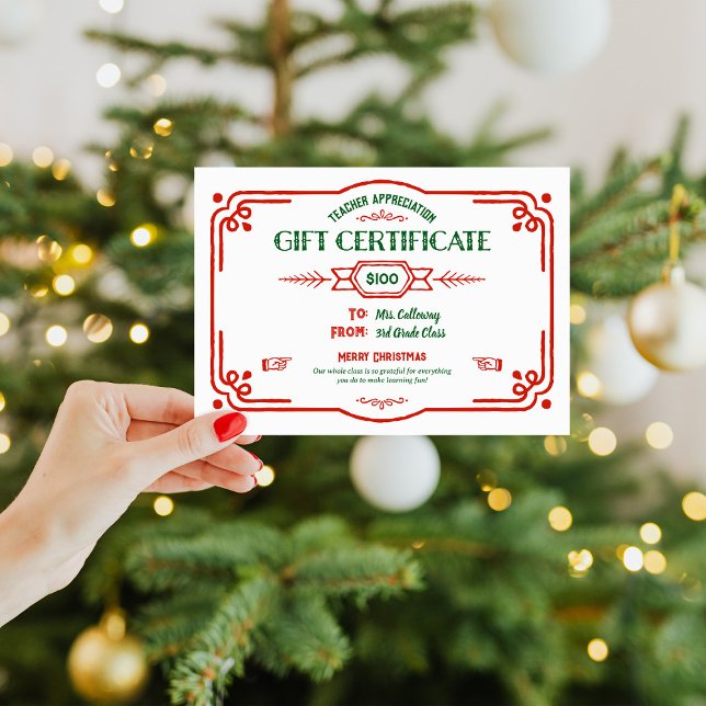 Custom Teacher Appreciation Gift Certificate Karte (Von Creator hochgeladen)