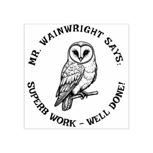 Custom Teacher Barn Owl Briefmarke - Niedlich "Sup Gummistempel