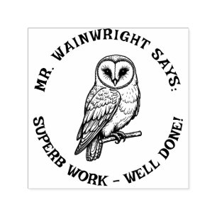 Custom Teacher Barn Owl Briefmarke - Niedlich "Sup Permastempel