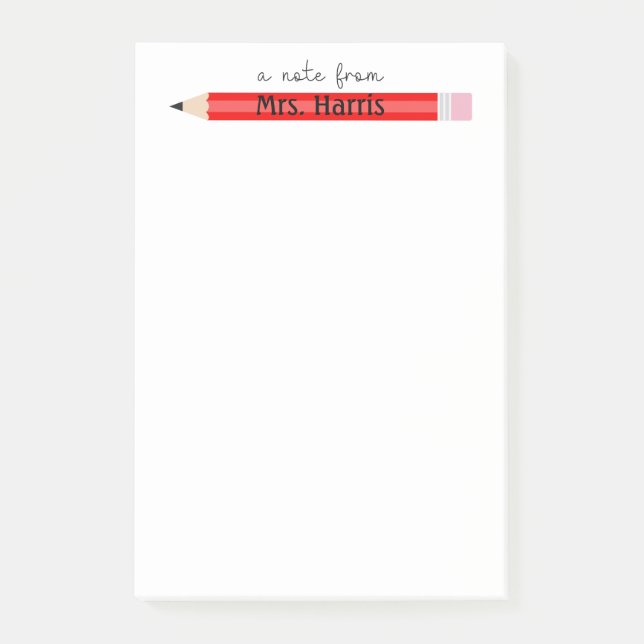 Custom Teacher Geschenk "A Note from" Stift Es Post-it Klebezettel (Vorderseite)