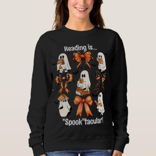 Custom Teacher Ghost und Bow Halloween Reading Sweatshirt