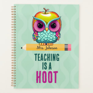 Custom Teacher Name Apple Owl Planer für die Schul