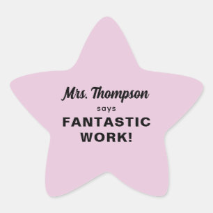 Custom Teacher Name Fantastische Arbeit! Pastelpin Stern-Aufkleber