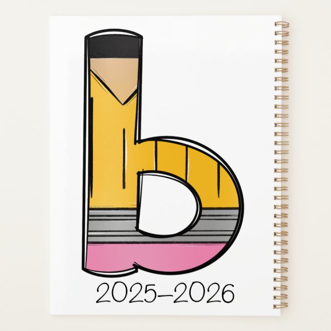 Custom Teacher Planner with Pencil Initial Planer (Rückseite)
