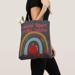 Custom Teacher Rainbow Gift NBCT National Board Tasche