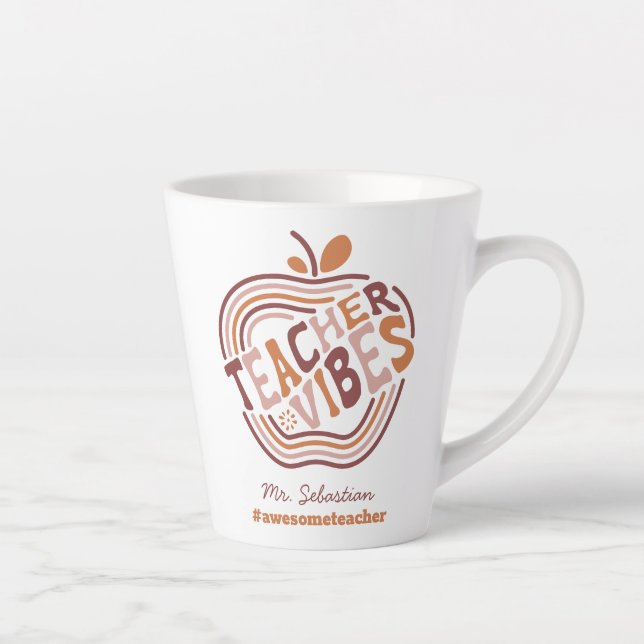 Custom Teacher Vibes Boho Apple Wertschätzung Milchtasse (Rechts)