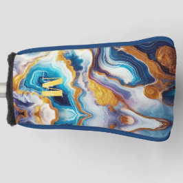 Custom Teal Aqua Golden Agate Monogram Golf Headcover