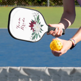 Custom Team Bride Greenery Floral Wedding Pickleball Schläger