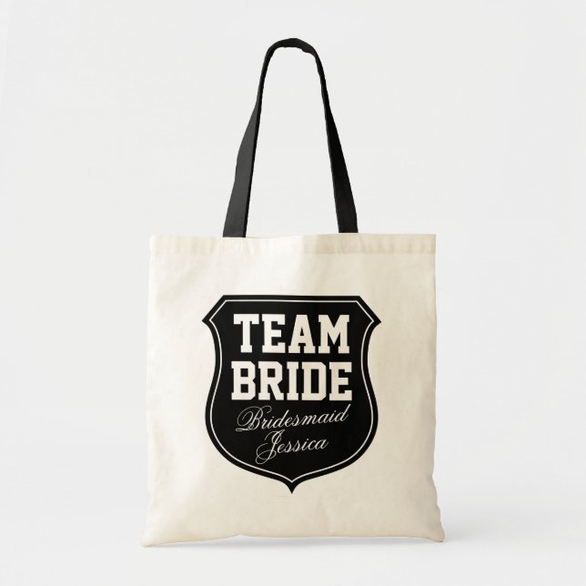 Custom Team Bride Tote Taschen für Hochzeitsfeier (Vorne)