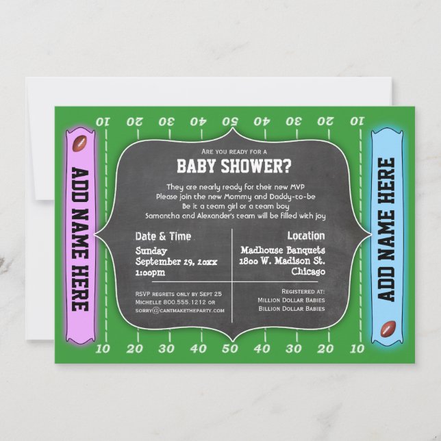 Custom Team Football Themed Baby Dusche Einladung (Vorderseite)