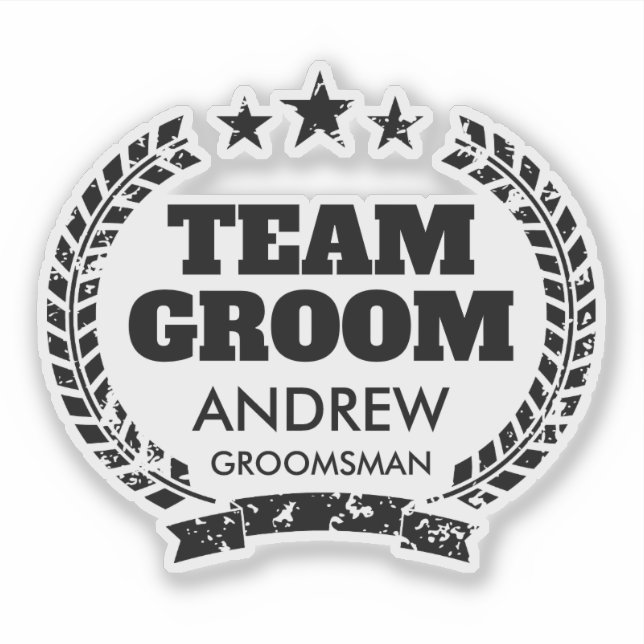 Custom Team Groom Vinyl Aufkleber für Trauzeugen (Vorderseite)