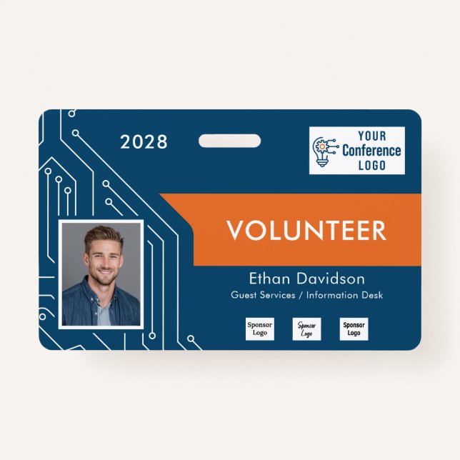 Custom Technology Summit Volunteer Photo ID Badge Ausweis (Vorderseite)
