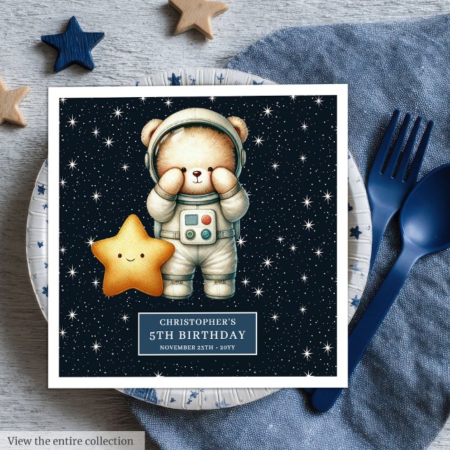 Custom Teddy Astronaut Napkins für Junge Party Serviette (Custom Teddy Astronaut Napkins for Boy Party)